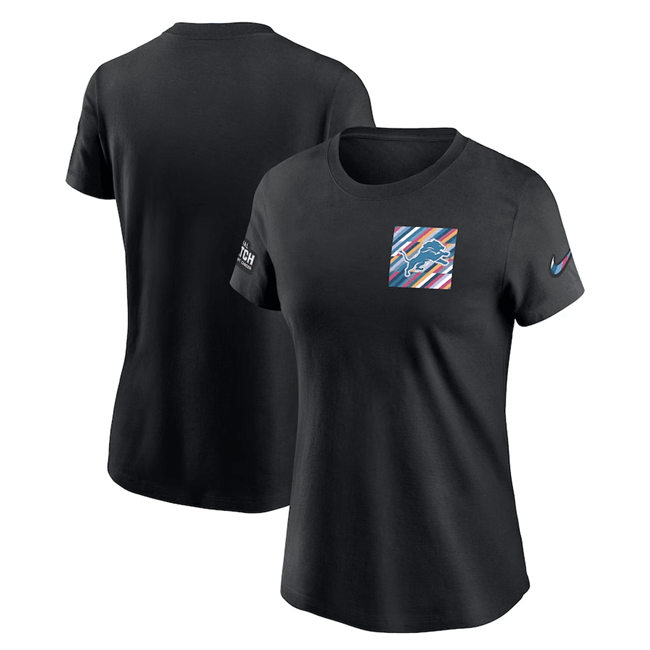 Women's Detroit Lions Black 2023 Crucial Catch Sideline Tri-Blend T-Shirt(Run Small)